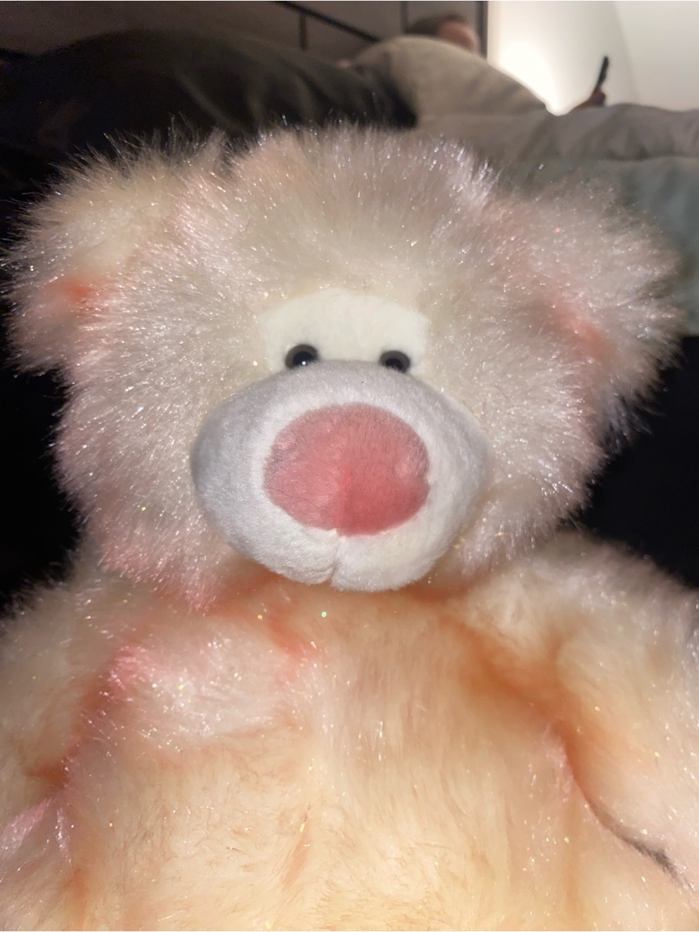 “Taffie”Peach Glitter Plush Teddy Bear 🧸